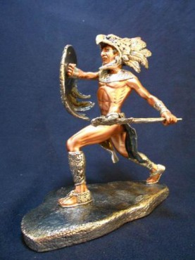 GUERRERO ÁGUILA VS GUERRERO JAGUAR C/U, figuras y esculturas en plata y bronce